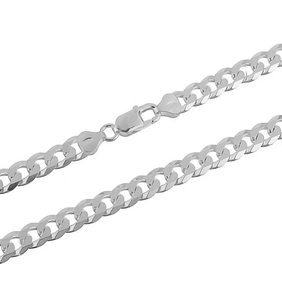 925 Sterling Silver Curb Link Cuban Chain Necklace - Picture 5 of 12